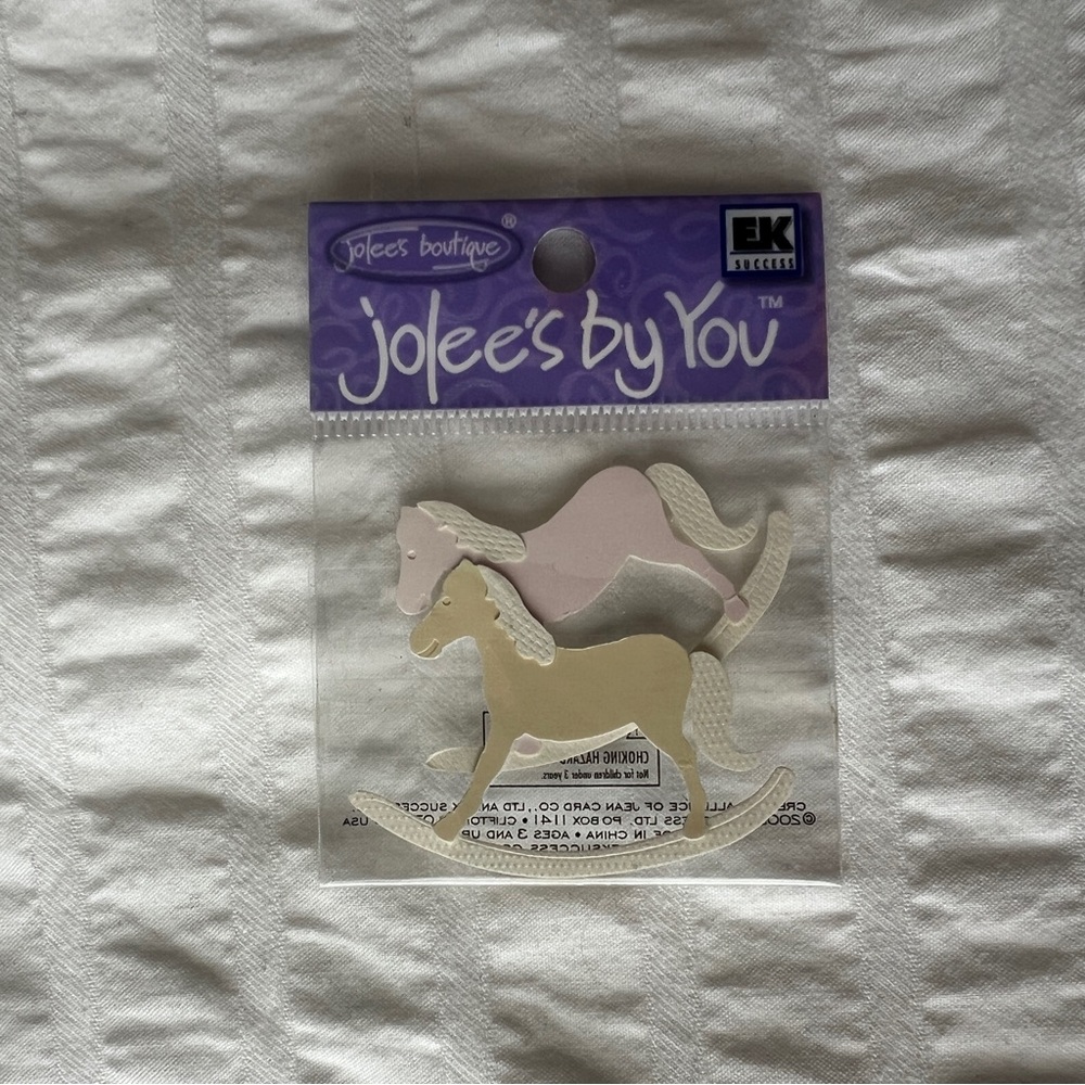 NWT RARE Jolee's Mini Baby Girl Pink Rocking Horse Scrapbook Embellishments